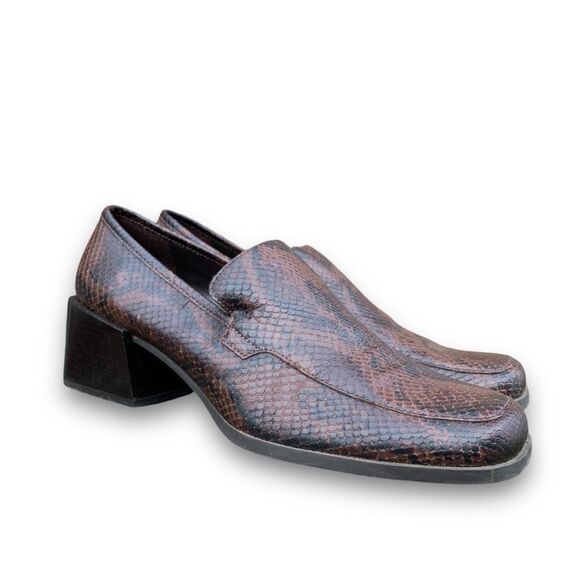 Bass Arianna Brown Reptile Snake Animal Print Square Toe Comfort Shoes size 9 - Picture 3 of 16